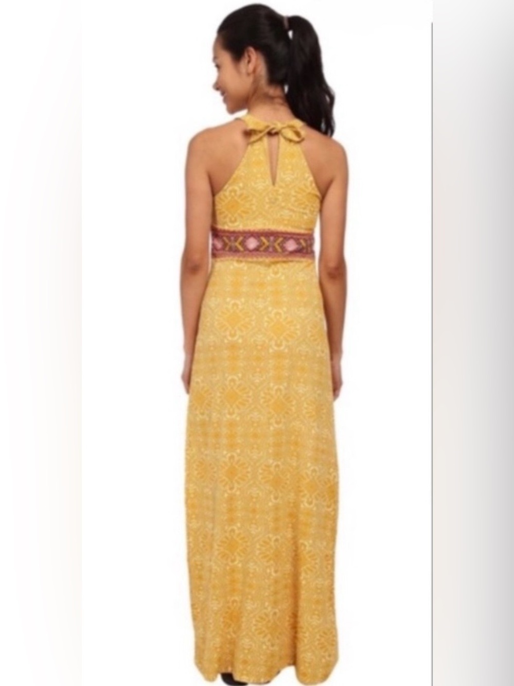 Prana Skye Dress Marigold Yellow Halter Maxi Dress Small - Picture 4 of 8